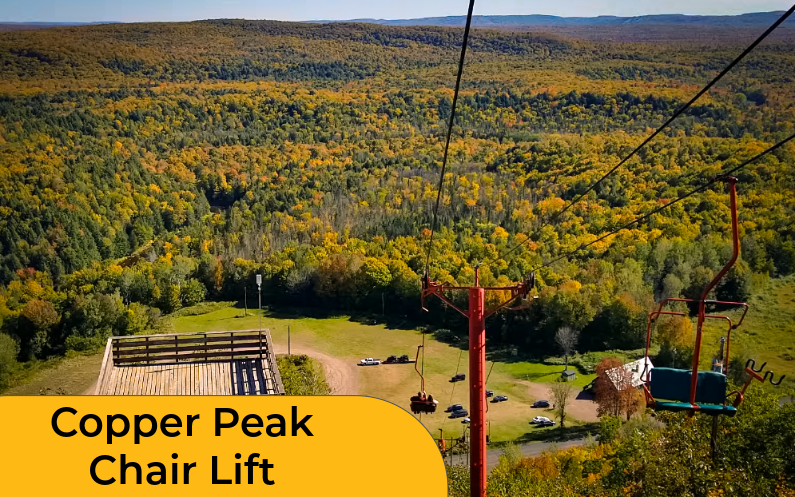 Looking downwards on the Copper Peak Chairlift.