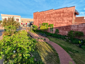 Aerial view of the Downtown Ironwood Pocket Park.